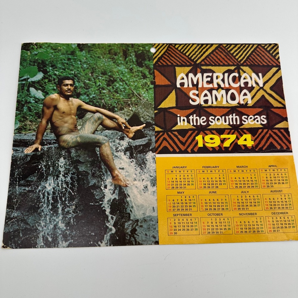 Robert Boom Company 1974 American Samoa Calendar Poster South Seas Vintage Retro